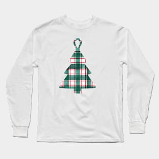 Festive and Symmetrical Plaid Christmas Tree Long Sleeve T-Shirt